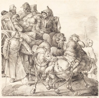 Vogn fylt med sårede soldater (Chariot charge de soldats blesses) av Theodore Gericault