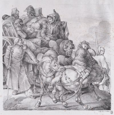 Vogn lastet med sårede soldater, 1818. av Theodore Gericault