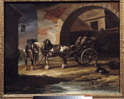 Vogn lastet med vintønner eller Haquet-maleriet av Theodore Gericault (1791-1824) 1819 Dim. 0,6x0,73 m Providence. Museum for kunst av Theodore Gericault