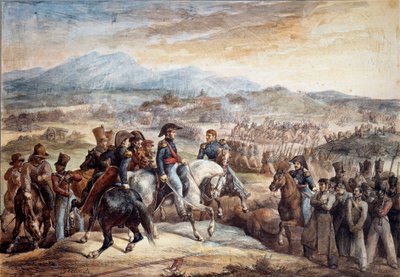 Chilenske uavhengighetskrig: "" Utsikt over slaget ved Maipu (Maipo nær Santiago de Chile 5/04/1818"" Akvarell av Theodore Gericault (1791-1824) 1800-tallets Paris, School of Fine Arts av Theodore Gericault