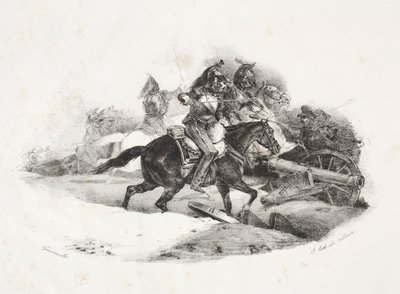 Cuirassiers lader et artilleribatteri. av Theodore Gericault