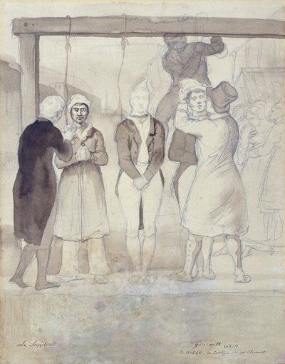 Henrettelse i London (straffen) (wc og blyant på papir) av Theodore Gericault