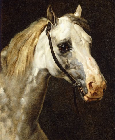 Hodet til en skjærende hest, av Theodore Gericault