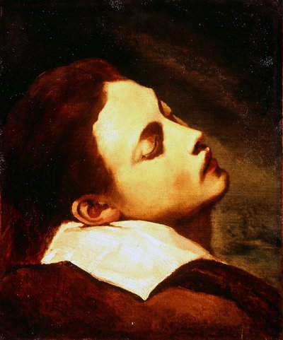 Hodet til en død ung mann (olje på lerret) av Theodore Gericault