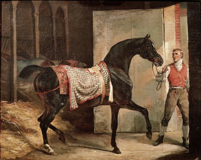 Hest forlater stallen (olje på lerret, tidlig på 1800-tallet) av Theodore Gericault