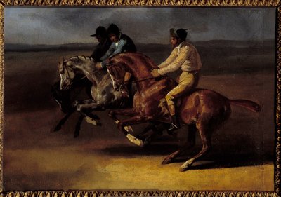 Hesteløp går til venstre ved starttidspunktet Maleri av Theodore Gericault (1791-1824) av Theodore Gericault