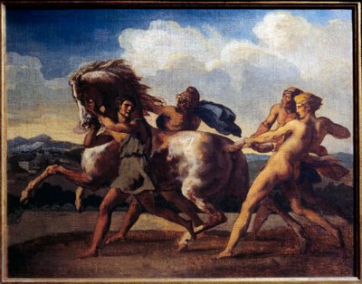 Hestestopp av slaver. Maleri av Theodore Gericault (1791-1824) av Theodore Gericault