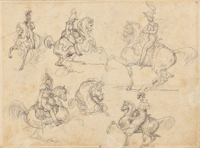 Hester og ryttere (rekto); Hester (verso) av Theodore Gericault