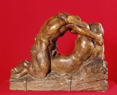 Jupiter og Antiope (første side), ca. 1818 (stein med brun patina) av Theodore Gericault
