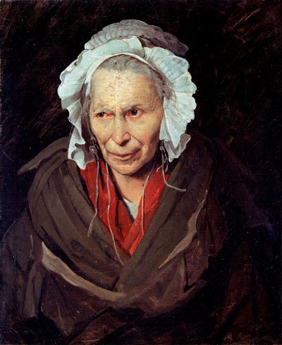 La Hyene de la Salpetriere eller monoman av misunnelse Portrett av en gammel kvinne som lider av psykisk sykdom av Theodore Gericault