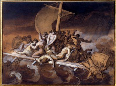 Flåten til Medusa Forberedende studie for vask og gouache på papir av Theodore Gericault (1791-1824). 1819 Størrelse 0,28 X 0,38 m. Paris, Louvre-museet av Theodore Gericault