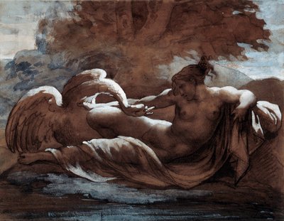Leda og svanen. Tegning av Theodore Gericault (1791-1824) av Theodore Gericault