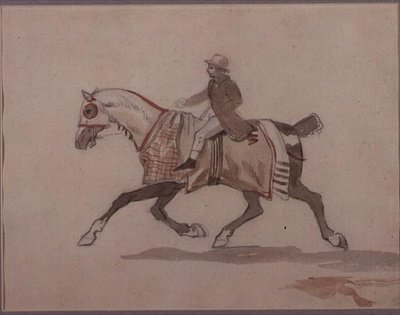 Lille brudgom på en travhest (blyant og akvarell) av Theodore Gericault