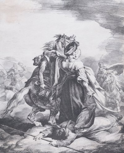 Mameluck forsvarer en såret trompetist, 1818. av Theodore Gericault