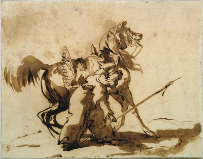 Mamluk demontering (penn og blekk og vask på papir) av Theodore Gericault