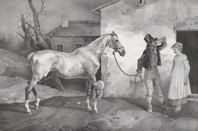 Gammel hest ved en vertshusdør, 1822. av Theodore Gericault