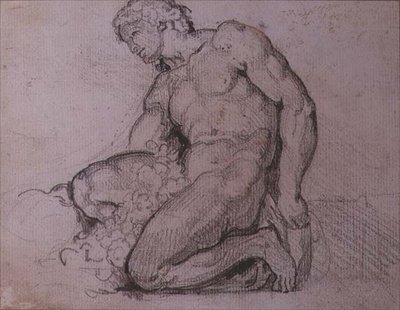 Sittende figur (blyant og brunt blekk) av Theodore Gericault