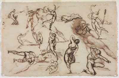 Ark med skisser verso, 1819. av Theodore Gericault