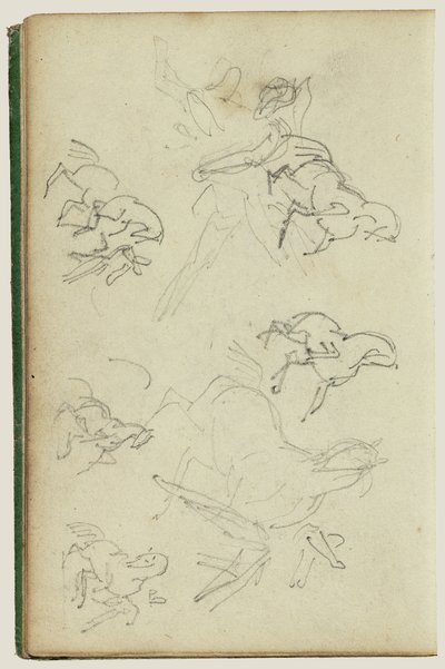 Seks studier for mann ved siden av en hest som reiser seg av Theodore Gericault