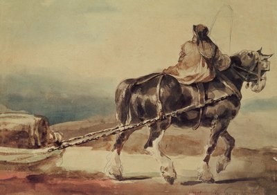 Lekterhesten (blyant og akvarell på papir) av Theodore Gericault