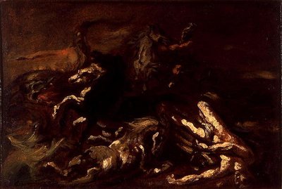 The Death of Hippolytus (olje på lerret) av Theodore Gericault