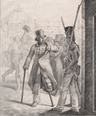 Den sveitsiske vaktposten ved Louvre, 1819. av Theodore Gericault