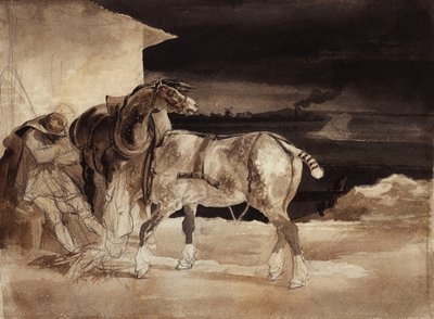 To hester og en sovende brudgom, ca. 1822-1823 av Theodore Gericault