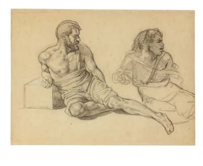 To studier for figuren som sitter ved foten av masten av Theodore Gericault