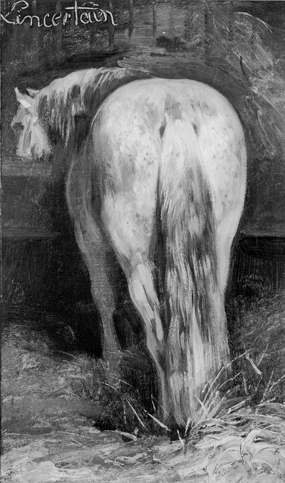 Usikker, Hesten i stallen av Theodore Gericault