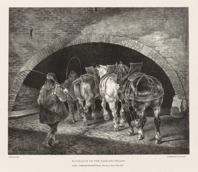 Ulike emner tegnet fra livet og på stein: Inngang til Adelphi Wharf av Theodore Gericault