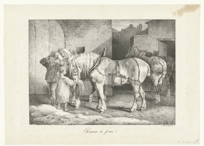 Werkpaarden Gårdshester (tittel på objekt) Fire diverse emner (serietittel) av Theodore Gericault