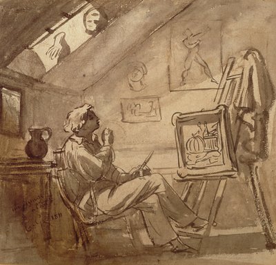 Ung maler i atelieret sitt av Theodore Gericault