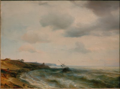 Strand med strandet skip av Theodore Gudin