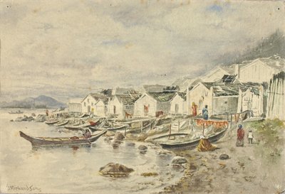 Ranch-innfødte landsbyen, Sitka, 1884 av Theodore J. Richardson