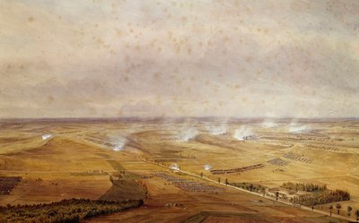 Koalisjonskriger: "" Slaget ved Valmy den 20.09.1792 som så franskmennenes seier mot prøysserne""" Akvarell gouachee av Theodore Jung (1803-1865) 1792 Søn. 0,63x0,99 m av Theodore Jung
