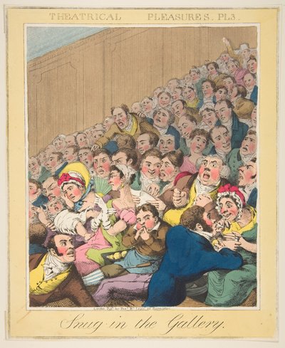 Teatralske fornøyelser, Snug in the Gallery, Plate 3, ca. 1835. av Theodore Lane