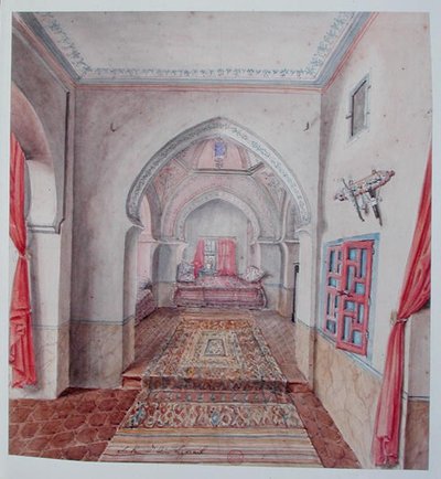 Et maurisk interiør, Alger (akvarell på papir) av Theodore Leblanc