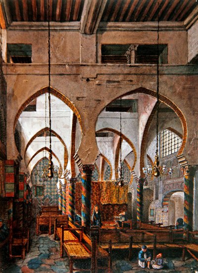 Interiør i en synagoge i Alger av Theodore Leblanc