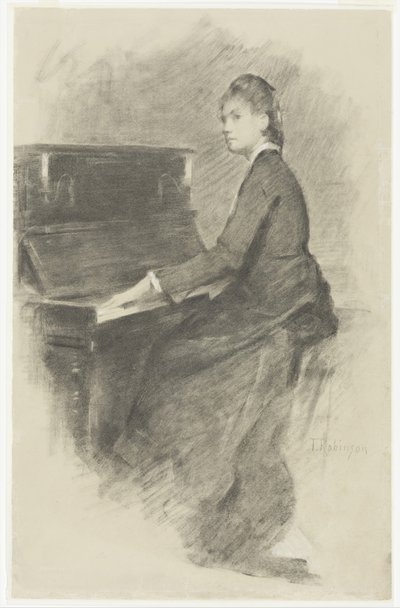 Ved pianoet, ca. 1887. av Theodore Robinson