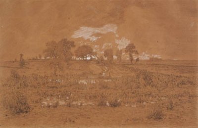 Kveldslandskap med myr av Theodore Rousseau