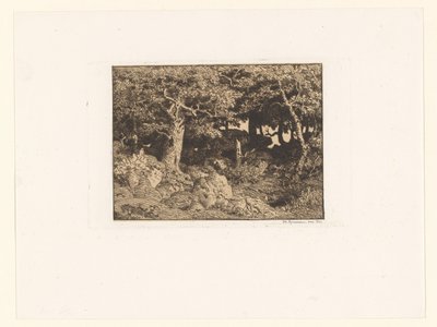 Eiketrær på steiner Chenes de Roche (original tittel) av Theodore Rousseau