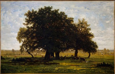 Gruppe av Chenes, Apremont. Maleri av Theodore Rousseau (1812-1867) av Pierre Etienne Theodore Rousseau