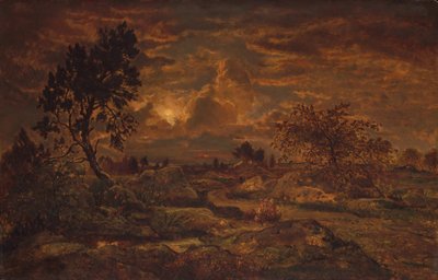 Solnedgang nær Arbonne, ca. 1860-65. av Theodore Rousseau
