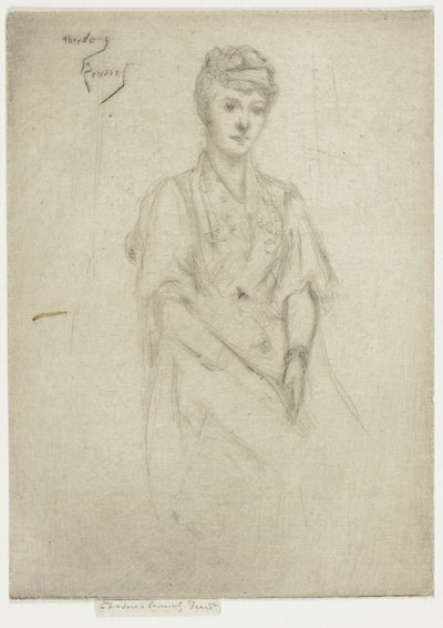 Portrett av fru Cyprian Williams i fin kjole av Theodore Roussel