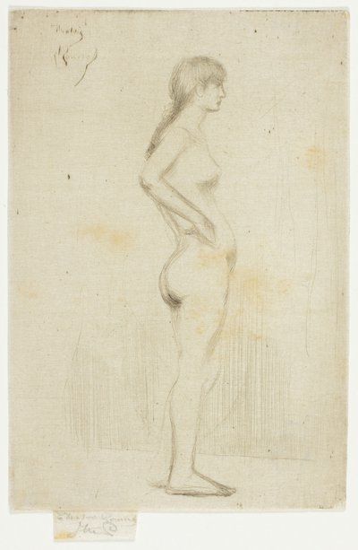Studie fra Nude of a Girl Standing av Theodore Roussel