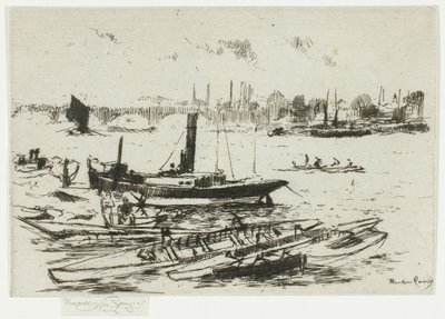 Steam Launch, Chelsea Embankment av Theodore Roussel