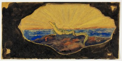 Uten tittel tegning for rammekartouche (Salamander) av Theodore Roussel