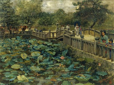 Lotus Pond, Shiba, Tokyo av Theodore Wores