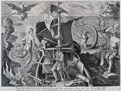 Allegori om reisene til Ferdinand Magellan (1480-1521), av Theodor de Bry (1528-1598) av Theodore de Bry