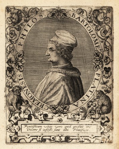 Bartolomeo Sacchi , italiensk renessanseforfatter. av Theodore de Bry